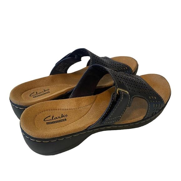 Clark’s Hayla Slip-On Navy Blue Leather Sandals in Ladies Size 7. - Picture 5 of 8